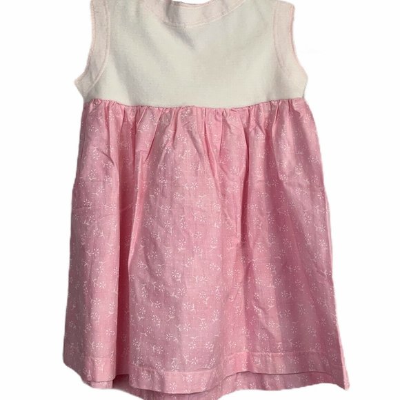Vintage Girls Toddler Pink White Smock Dress 24M - Picture 3 of 7